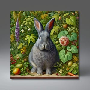 William Morris Inspired Woodland Gray Rabbit Ceramic Tile (No 2) | Art Nouveau | Wall Decor | Vintage Inspired Art | Traditional Home Decor