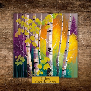 Birch Tree Ceramic Art Tile | Fall Autumn Decor | Trivet Spoon Rest Option | Wall Art | Gift for