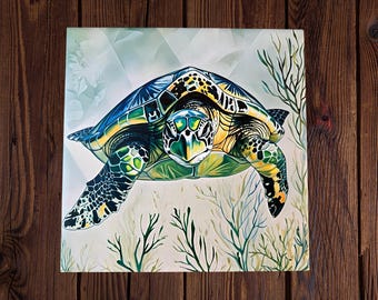 Sea Turtle Ceramic Art Tile | Coastal Wall Art | Ocean Art | Beach House Decor | Marine Animal | Ceramic Wall Art | Nautical Home Decor