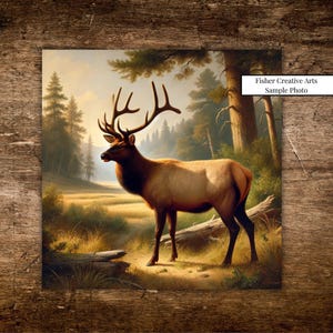 Elk Ceramic Tile | Decorative Tile | Vintage Audubon-Style Inspired Art | Rustic Mountain Home Decor | Nature Gift for Him | Animal Art