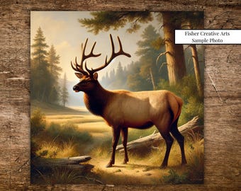 Elk Ceramic Tile | Decorative Tile | Vintage Audubon-Style Inspired Art | Rustic Mountain Home Decor | Nature Gift for Him | Animal Art