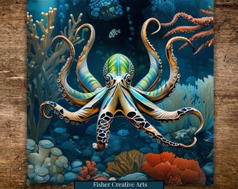 Octopus Ceramic Art Tile | Coastal Wall Art | Ocean Art | Beach House Decor | Ceramic Wall Art | Nautical Home Decor | Decorative Tiles