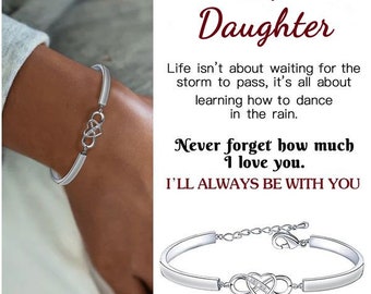 To My Daughter -  I'll Always Be With You Infinity Heart Bracelet - Birthday Gift For Her - Gifts From Mom Dad - Inspirational Bracelet