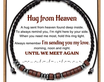 Bracelet Hug From Heaven Code Morse - Bracelet Until We Meet Again - Cadeau commémoratif pour bébé - Cadeau de la perte d'un enfant - Cadeau de sympathie pour elle