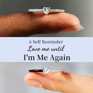 Self Reminder - Love Me Until I'm Me Again Heart-Cut Half Enamel Ring - Self Love Ring - Anniversary Gift -Gift For Self -Gift For Daughter