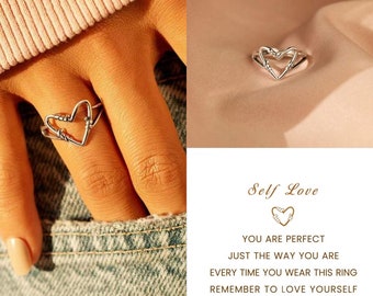 Self Love Ring - Self Reminder Gift - You're Perfect Just Like The Way You Are - Love Heart Ring - Gift For Daughter Mum - Best Friend Gift