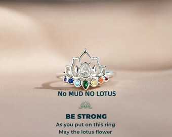 No Mud No Lotus Ring - Dainty Lotus Flower Ring - Self Reminder Ring -Inspiration Gift -Mother's Day Gifts -Birthday Gifts For Daughter Mom