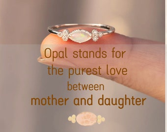 Minimalistische ring cadeau voor moeder dochter - Opal Ring - Moederdag Cadeau - Verjaardagscadeaus voor haar - Sterling zilveren ring - Afstudeercadeaus