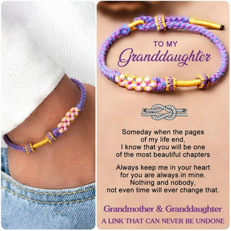 To My Granddaughter Blossom Knot Bracelet Grandmother & Granddaughter A Link That Can Never Be Undone Birthday Gift From Grandma Nana image 1