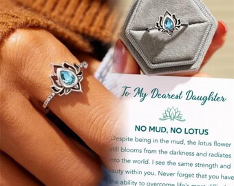 To My Daughter Lotus Ring - Lotus Flower Ring - Birthday Gifts For Her - Inspiration Gift - Mother Daughter Ring - Unique Gifts For Mum