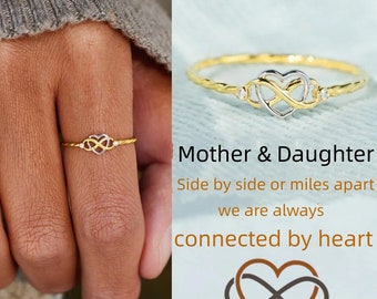 To My Daughter Ring - Mother & Daughter Connected By Heart -Gift For Mum -Unique Birthday Gift for Her - Mother's Ring - Back To School Gift