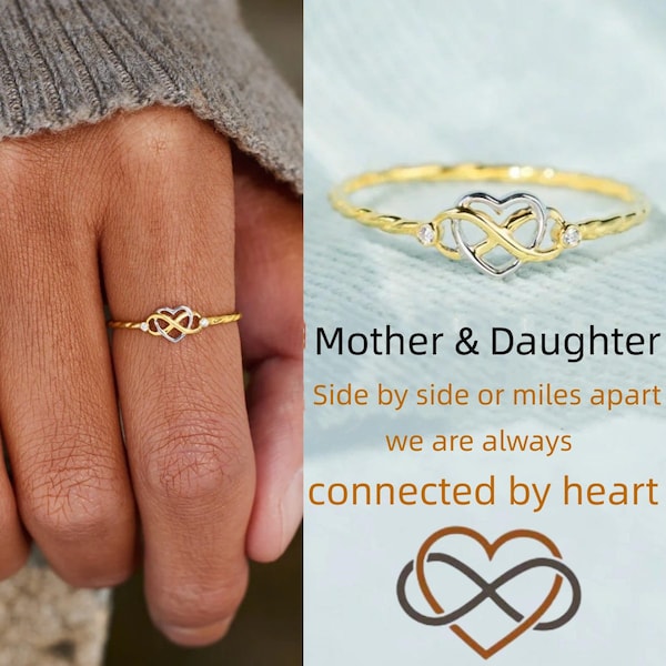 To My Daughter Ring - Mother & Daughter Connected By Heart -Gift For Mum -Unique Birthday Gift for Her - Mother's Ring - Back To School Gift