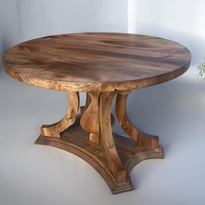 Runder Esstisch aus Massivem Nussbaum Holz, Moderne Wohnzimmer Möbel