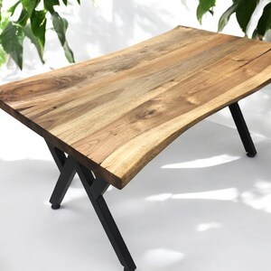 Live Edge Walnut Coffee Table, Solid Wood, Mid-Century Style