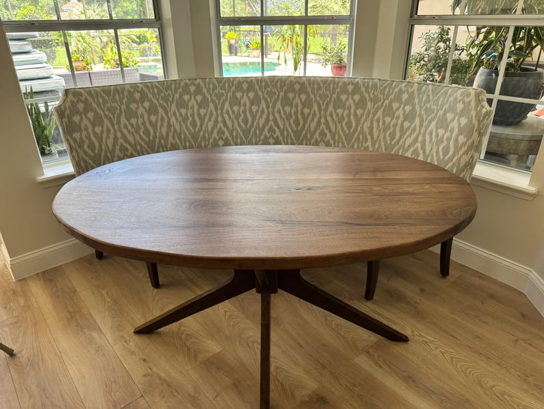 Solid Walnut Oval Dining Table, Mid Century Modern Kitchen Table - Etsy