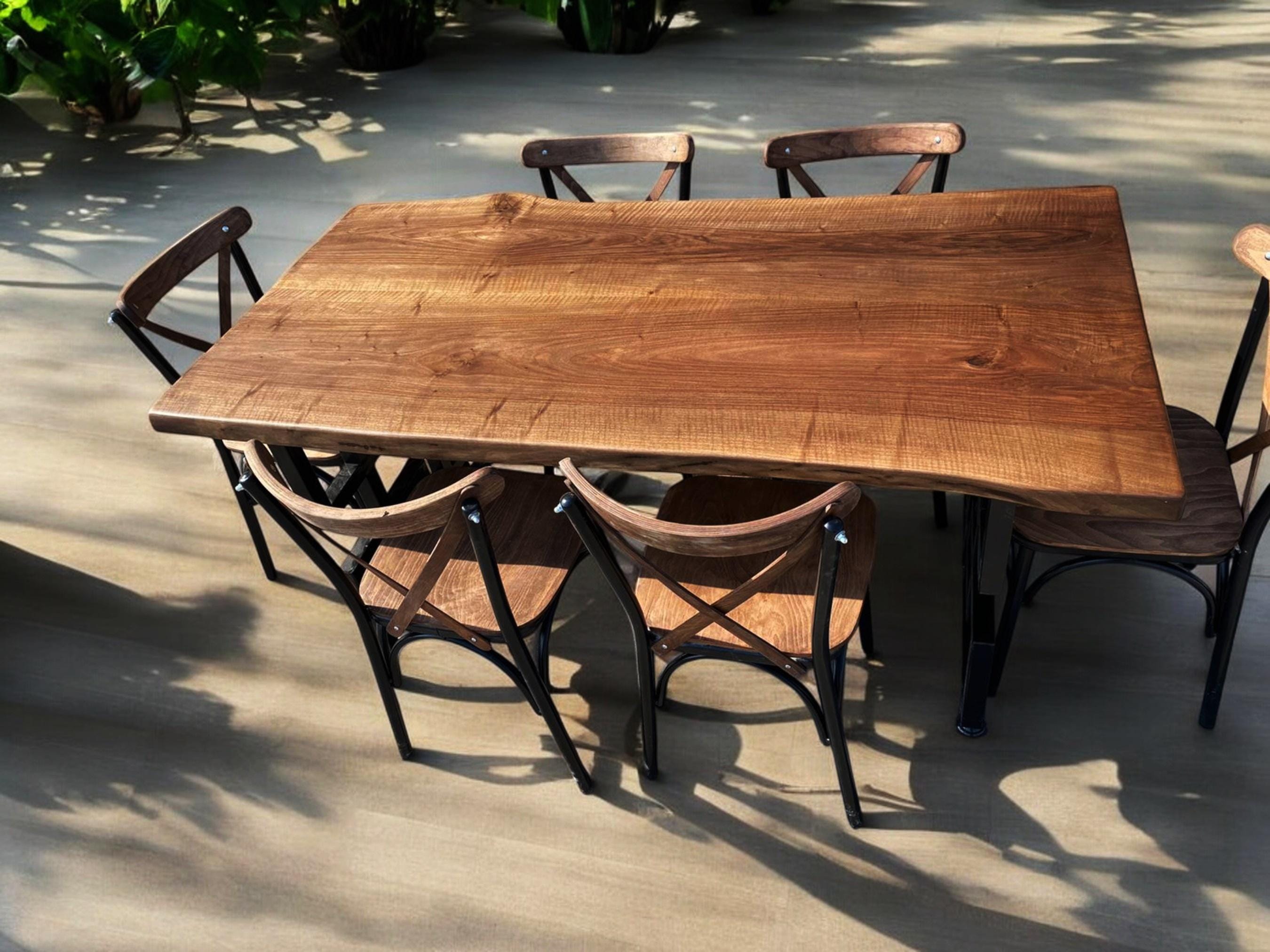 Live Edge Walnut Wood Table, Rustic Modern Farmhouse Dining - Etsy