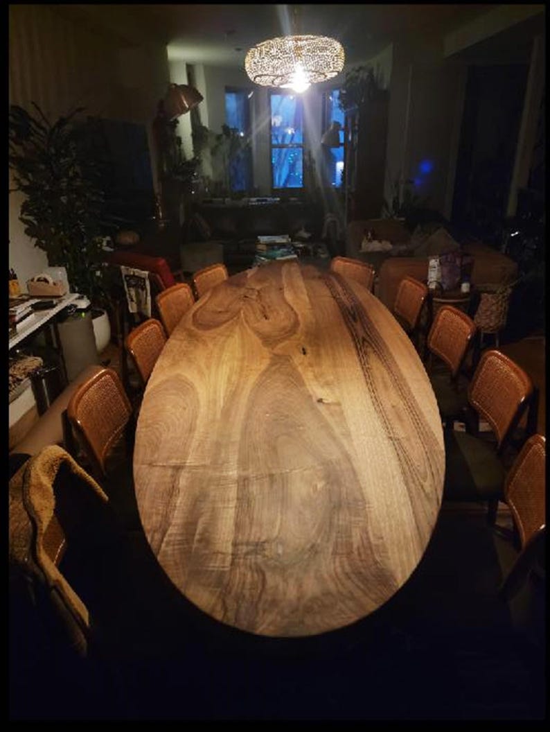 Oval Dining Table, Solid Walnut Wood Table, Mid Century Living Room