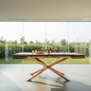 Ausziehbarer Live Edge Esstisch in Walnussholz - Individuell anpassbarer Massivholztisch im Landhausstil