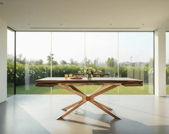 Extendable Live Edge Walnut Dining Table – Solid Wood Customizable Farmhouse Table