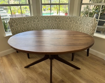 Handmade Solid Walnut Oval Dining Table, Modern Farmhouse Kitchen Table