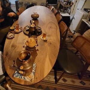 Tavolo da pranzo ovale in noce massello, tavolo da cucina moderno di metà secolo