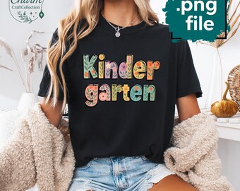 Floral Kindergarten PNG: Back to School Clipart (Digital Download 5000x5000px)