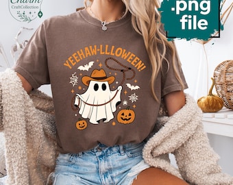 Cowboy Ghost Halloween PNG: Western Sublimation Design (Digital Download