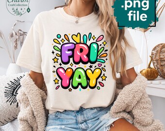 Preppy Retro Teacher Life PNG: Coquette Happy Friyay Digital Download