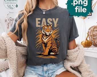 Tigre retro PNG: Gráfico animal bohemio, diseño de sublimación (descarga digital)