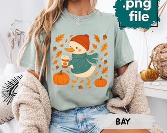 Autumn Goose PNG: Hello Fall Coquette Graphic (Digital Download 5000x5000px)