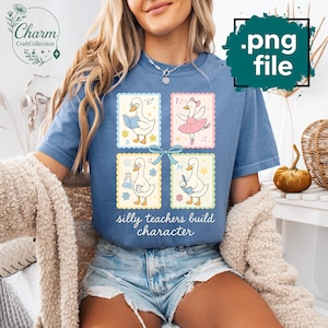 Coquette Teacher Goose PNG: Back to School Floral Clipart (Digital Download)