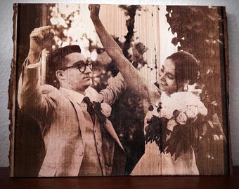 Custom Wood Engraved Photo – Personalized Rustic Portrait Art