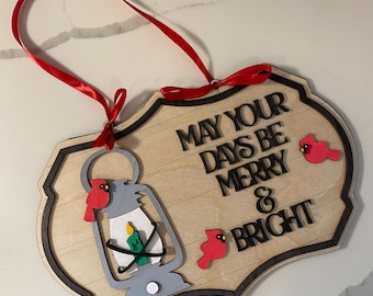 Wooden Christmas Sign – Handmade Holiday Wall Decor - "May Your Days Be Merry & Bright”