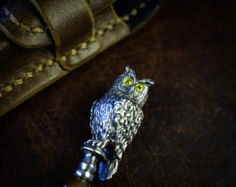 Anillo de plata 925 para hombre, hecho a mano, con ágata y pulpo, Opus X, búho y plata.