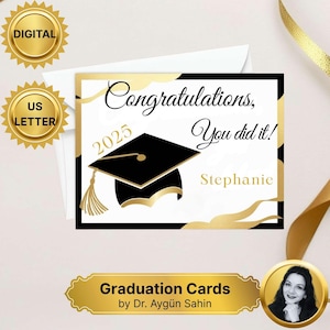 Custom Graduation Card Printable: Class of 2025 (Digital Download 8.5x11 US Letter Size PDF)