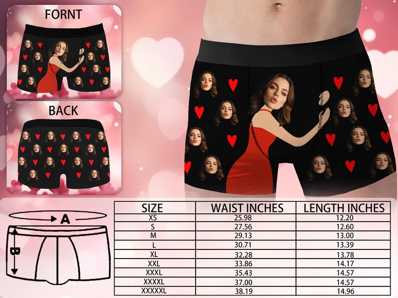 Custom Face Boxer Briefs, Personalized Photo Underwear Gifts, Heartfelt Love Gift for Men, Anniversary Present for Him image 2
