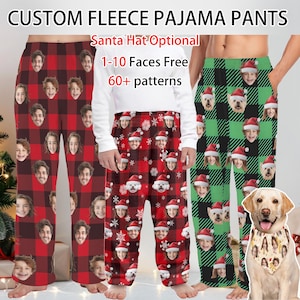 Custom Coral Fleece Pajama Pants,Christmas Men Woman Family Face Pajama,Dog Pet Face Pajamas,Personalized Face Pajama Bottom,Dog Bandana