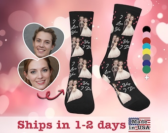Custom Face Wedding Socks, Personalized Photo Socks, Couple Gift