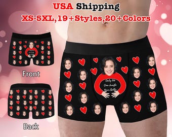 Custom Face Boxer Briefs, Personalized Photo Underwear, Valentine's Day Gift