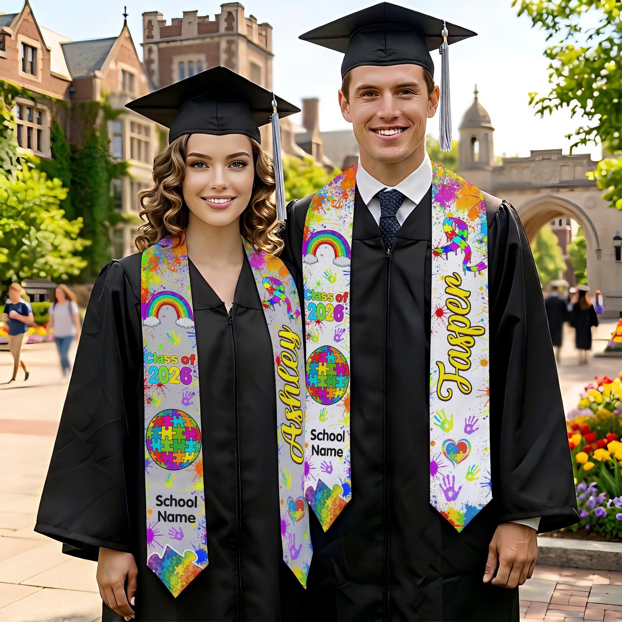 Personalized Autism Graduation Stole, Class of 2026 Neurodiversity ...