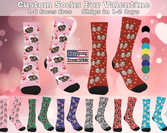 Calcetines personalizados con foto, Calcetines con cara personalizada, Regalo de San Valentín