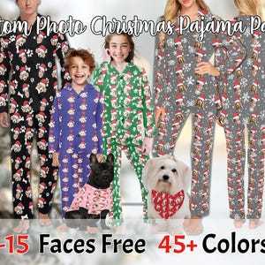 Custom Face Pajama Sets, Personalized Face Pajamas, Men Women Boys Girls Long Pajamas, Party Pj Birthday Christmas Gifts for Family Besties