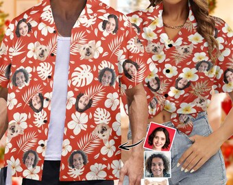 Custom Face Christmas Hawaiian Shirt, Personalized Photo Aloha Shirt