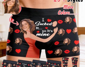Personalized Face Boxer Briefs w Name,Custom Valentine Photo Underwear
