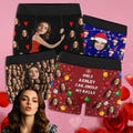 Custom Face Christmas Boxers, Personalized Photo Underwear, Gift for Him Valentine's Day