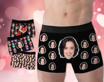 Personalized Face Boxer Briefs, Custom Photo Underwear, Anniversary Gift