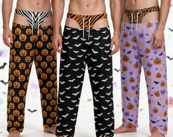 Funny Men's Halloween Pajama Pants, Personalized Fake Butt PJs Sleep Bottoms, Gag Prank Gift for Him