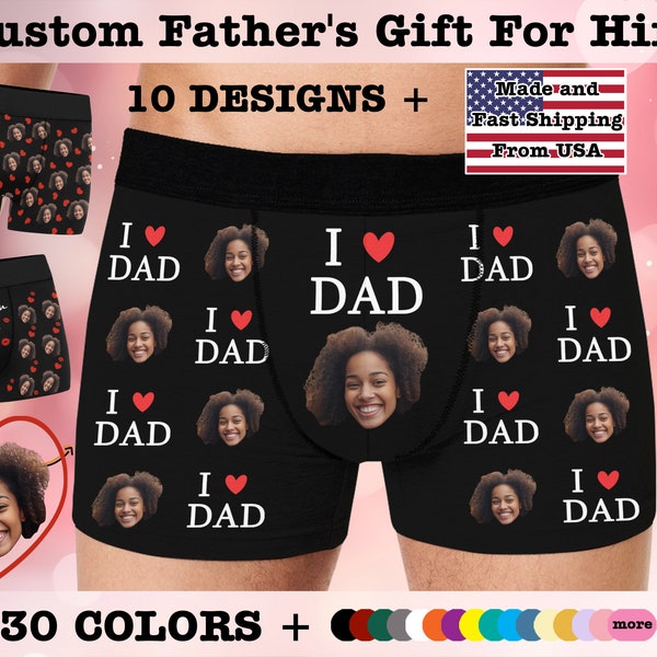 Custom Face Boxer Briefs Gift for Valentine's Day, Personalized Hearts Underwear with Photo, Boxers with Picture for Boyfriend/Husband