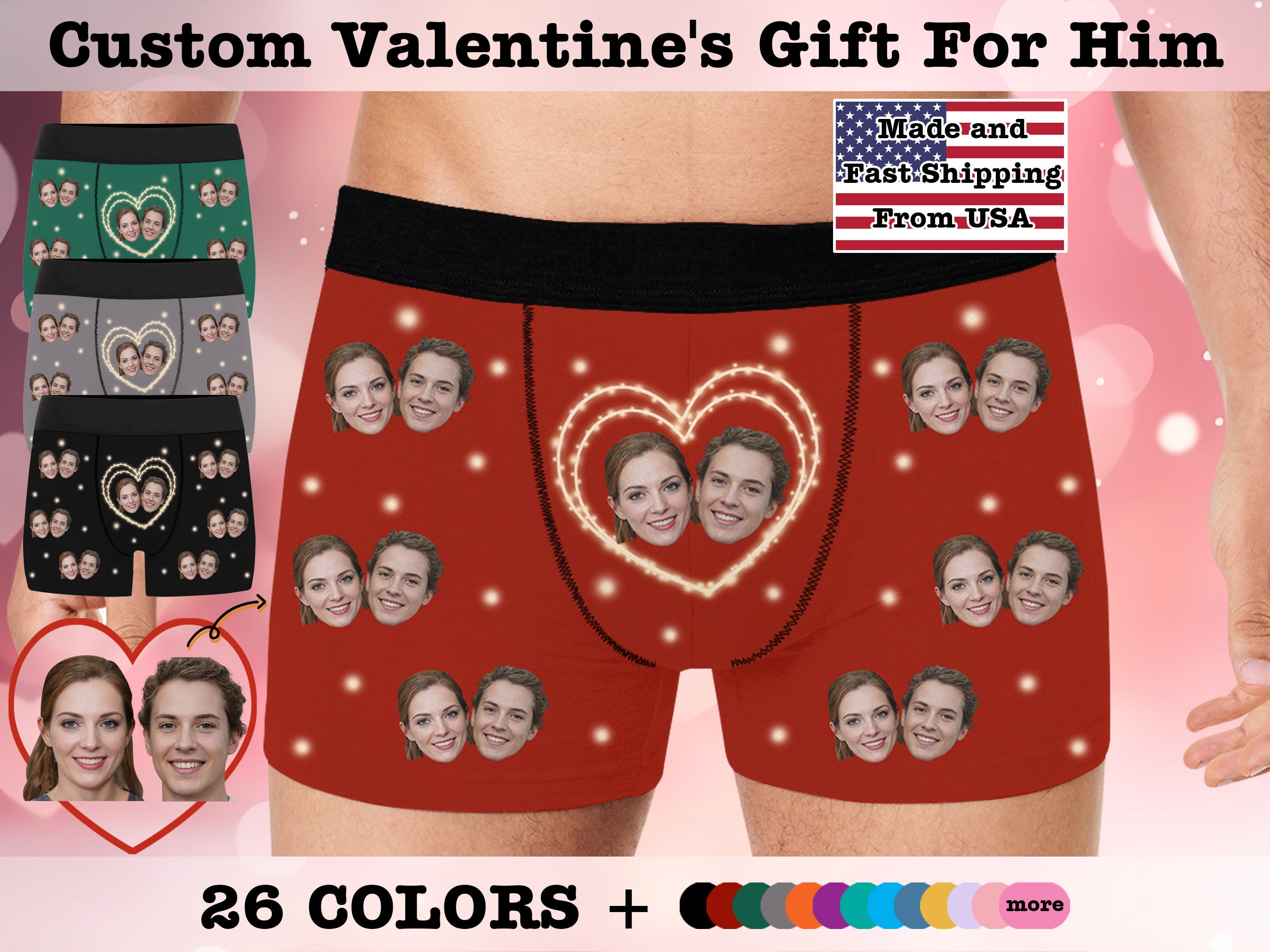 Valentine's Day Gift Custom Boxers With Picture Custom Underwear