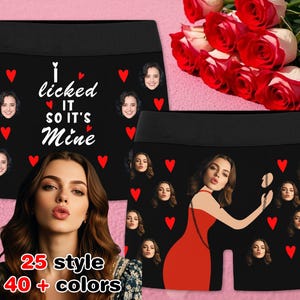 Custom Face Underwear with Name for Valentine, Personalized Photo Underwear, Face Picture on Boxers, Photo Briefs for Men/Boyfriend/Husband